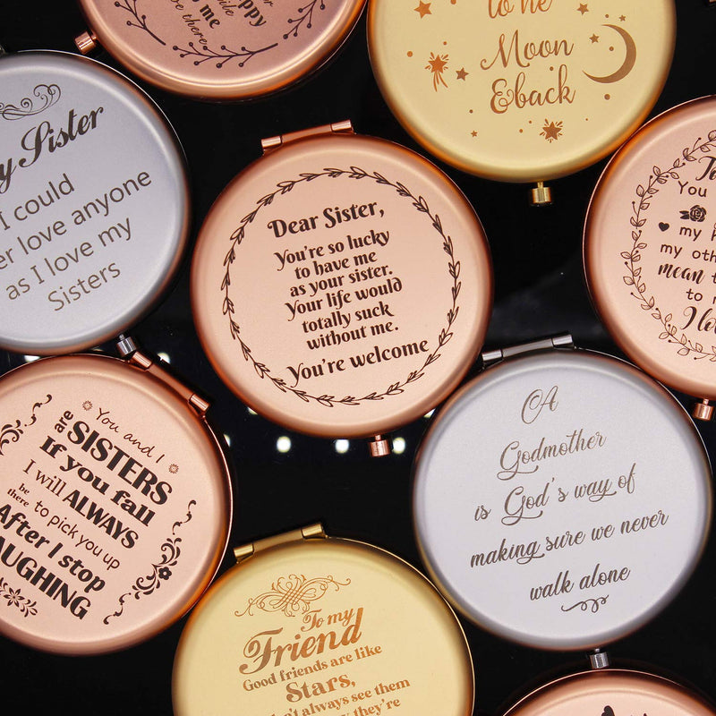 [Australia] - Muminglong Sister Gifts Frosted Compact Mirror for Sister from Sister ,Brother, Birthday, Wedding Gifts Ideas for Sister-Sister by Heart (Rose Gold) Rose Gold 