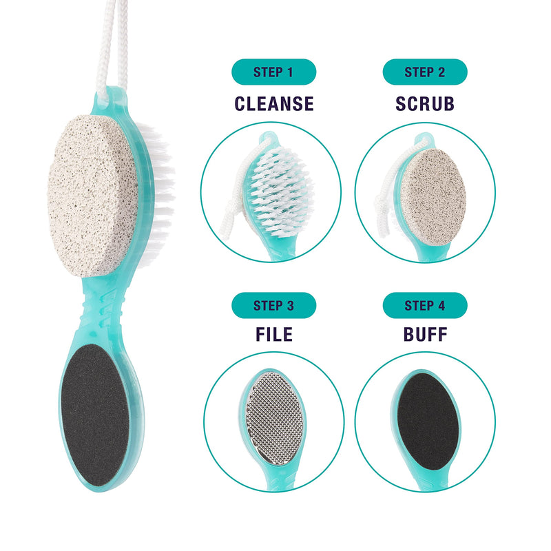 [Australia] - Simply Foot 4-in-1 Foot Paddle – Include Metal Foot Rasp, Pumice Stone, Foot Brush, and Abrasive Surface – Easy to Use Foot Care Tools for DIY Pedicures – Ideal for Men and Women 