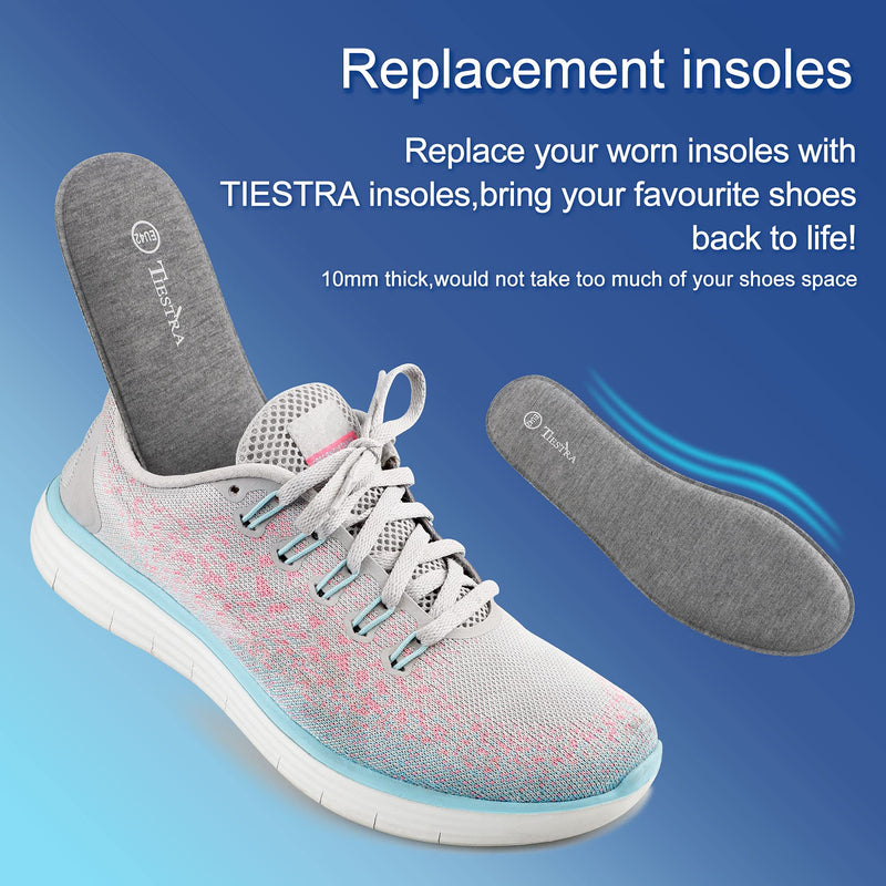 [Australia] - 2 Pair -Shoe Inserts for Womens Memory Foam Insoles,Replacement Insoles for Work Boots Running Shoes, Cushion Shock Absorbing for Foot Pain Relief, Comfort Breathable Inner Soles 39EU,US8 Women: EU 39/US 8 Black+grey(2 Pairs) 