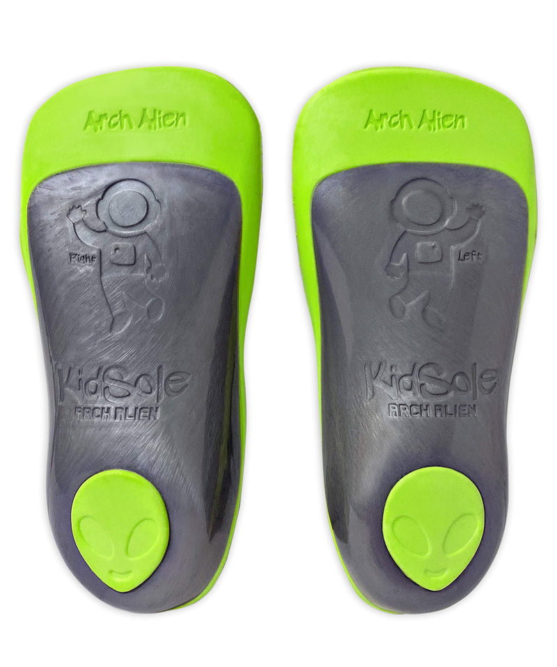 [Australia] - KidSole 3/4 Reinforced High Arch Support Children's Orthotic Insole. Slim Profile & Strong Support with Memory Foam Soft Top. KidSole Arch Alien (US Kids Size 4-7.5) US Kids Size 4-7.5 