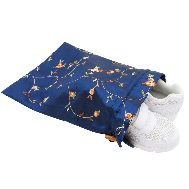 [Australia] - DODOGA 4pcs Embroidered Silk Flower Design Jacquard Travel Bag, Lingerie Bags Underwear Bags Laundry Bags Shoe Bags for Travel Storage for Men Women Washable Cloth Shoe Bags 4 Colors（1） 