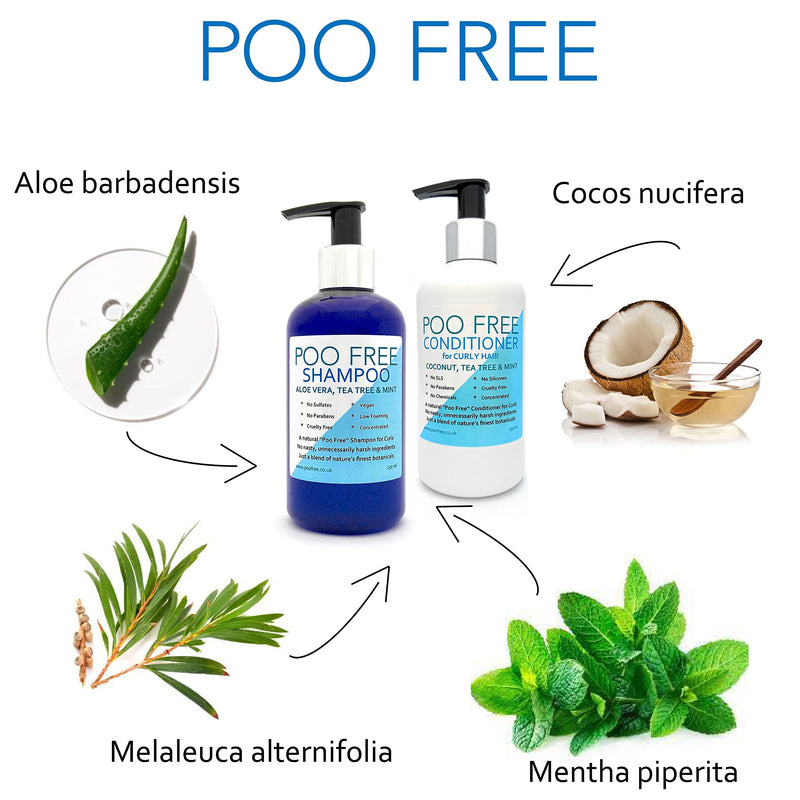 [Australia] - Natural CURLY HAIR CONDITIONER - With ALOE VERA, TEA TREE & MINT - 250ml - by POO FREE. No Sulfates, No Parabens, No Silicones. Concentrated. pH 5.2-5.7 For Sensitive Skin. 99.5% Plant Derived. 