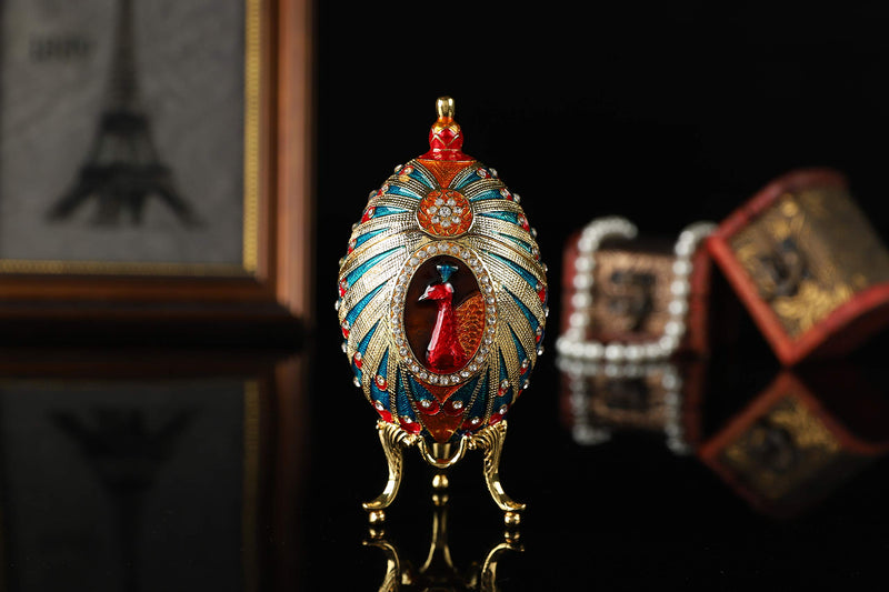 [Australia] - QIFU Faberge Egg Series Hand Painted Jewelry Trinket Box with Rich Enamel and Sparkling Rhinestones Unique Gift Home Decor Easter Day Collectible Blue 