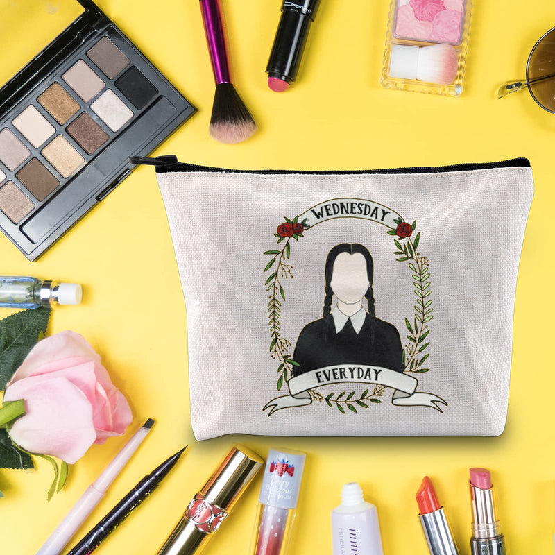 [Australia] - LEVLO Addams Family Cosmetic Make Up Bag Addams Family Fans Gif t Wednesday Addams Makeup Zipper Pouch Bag For Women Girls, Wednesday Everyday, 