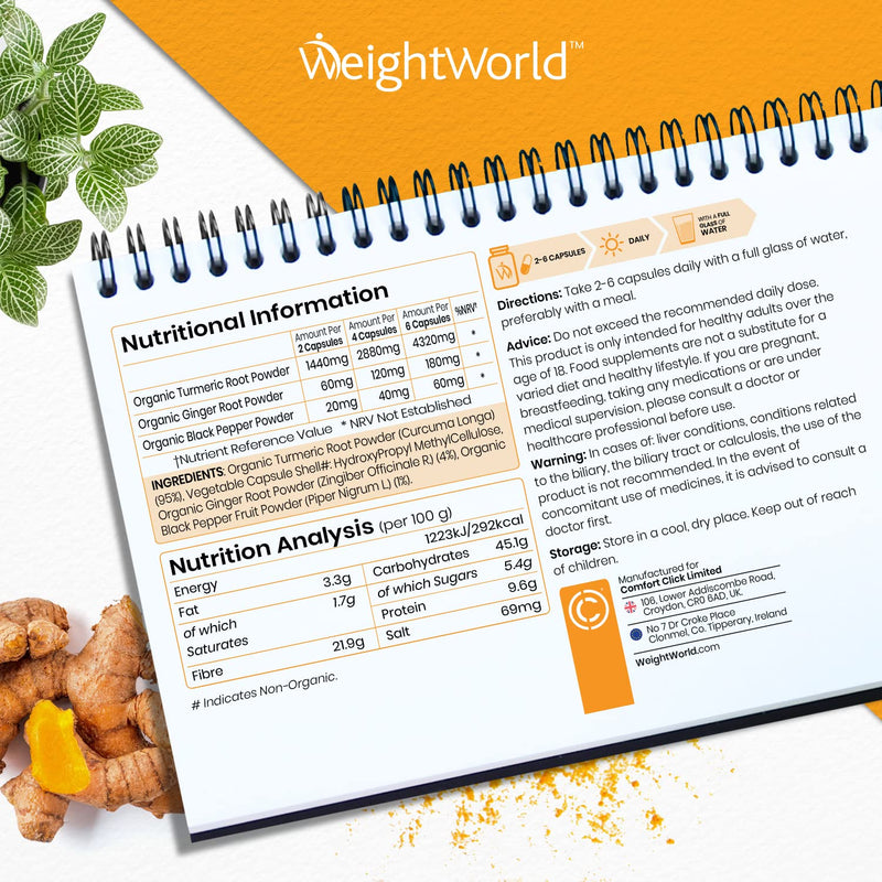 [Australia] - Organic Turmeric Ginger & Black Pepper Capsules 1520mg - 180 Vegan Capsules - with Active Curcumin - Soil Association Certified - 3 Month Supply - High Strength Turmeric & Black Pepper Supplement 