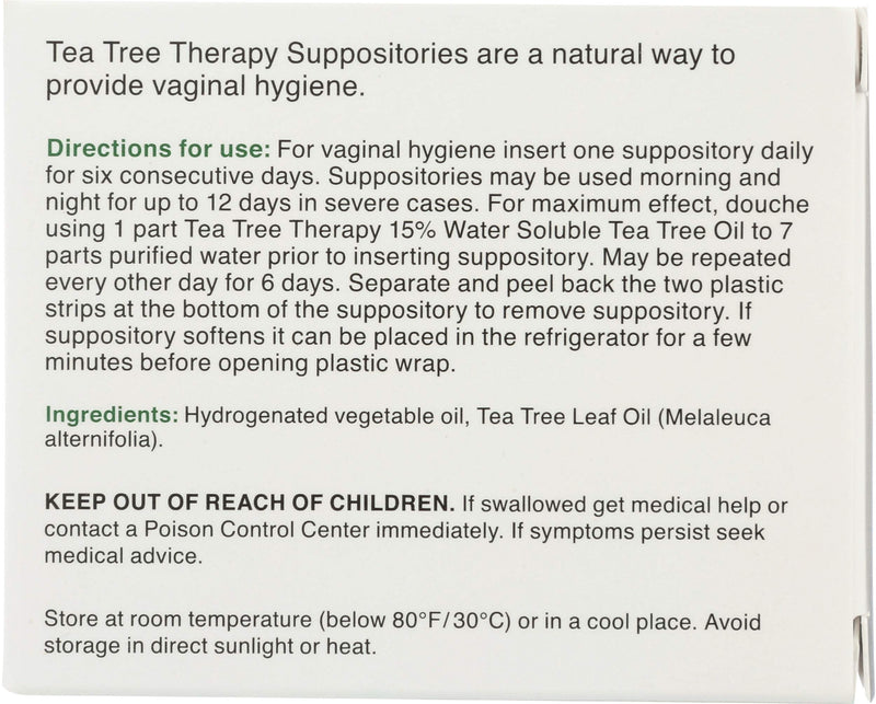 [Australia] - Tea Tree Therapy Vaginal Suppositories with Oil, 6 Count, White 