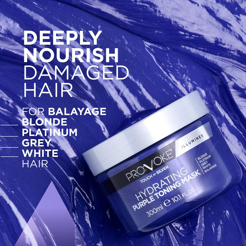 [Australia] - PROVOKE Touch Of Silver Hydrating Purple Toning Hair Mask 300ml, Brightens Blonde, Platinum, White or Grey Hair Whilst Deeply Nourishing Damaged Hair 