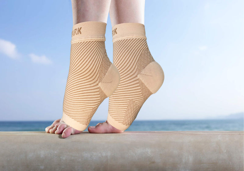 [Australia] - NEWMARK Plantar Fasciitis Socks with Arch Support for Men & Women - Best Ankle Compression Socks Foot Sleeve for Aching Feet & Heel Pain Relief - Better Than Night Splint Brace, Orthotics (1 PAIR) Nude (Beige) S/M (Women 4-7.5 / Men 6.0-8.0) 