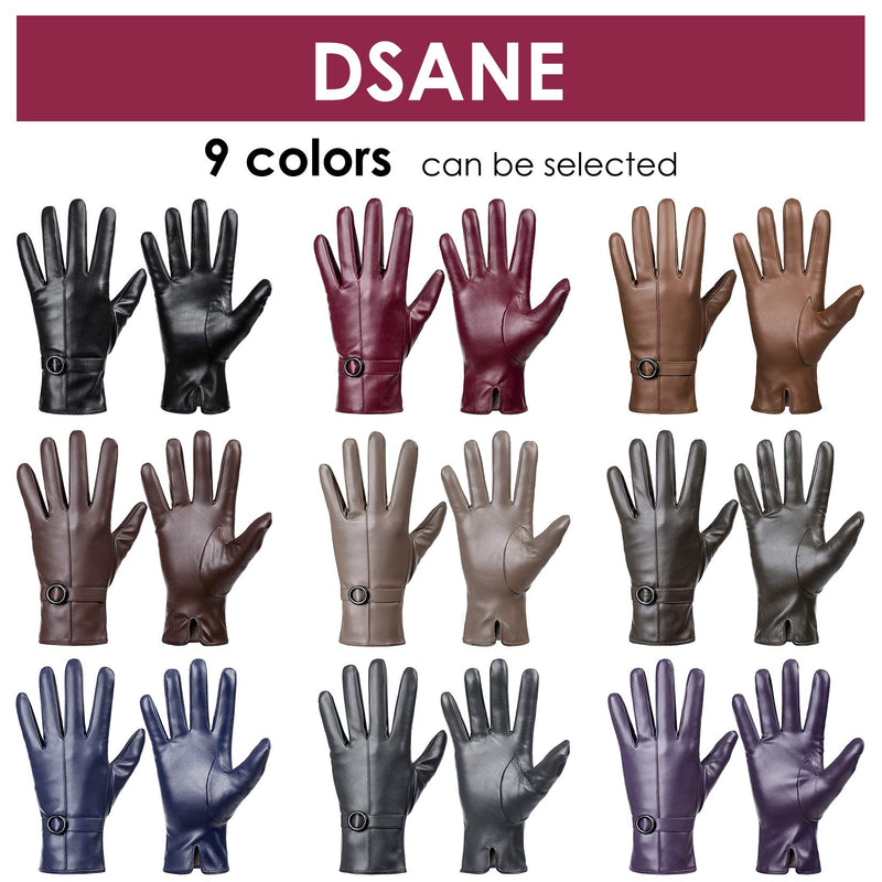 [Australia] - Womens Winter Leather Gloves Touchscreen Texting Warm Driving Lambskin Gloves Beige Small 