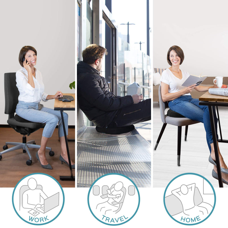 [Australia] - bonmedico Medical Doughnut Cushion - Ring Coccyx Cushion with Innovative Gel Layer for Pressure Relief and Bottom Pain Relief - Ideal for Haemorrhoids, Piles, Postnatal Care or as a Wheelchair Cushion Black Velour Large 