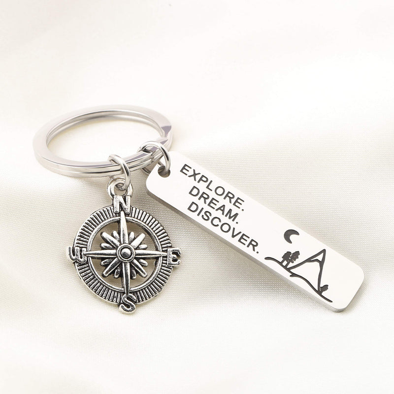 [Australia] - FUSTYLE Compass Gifts Explore Dream Discover Keyring Adventure Keychain Wanderlust Gift Travel Lover Graduation Gift 