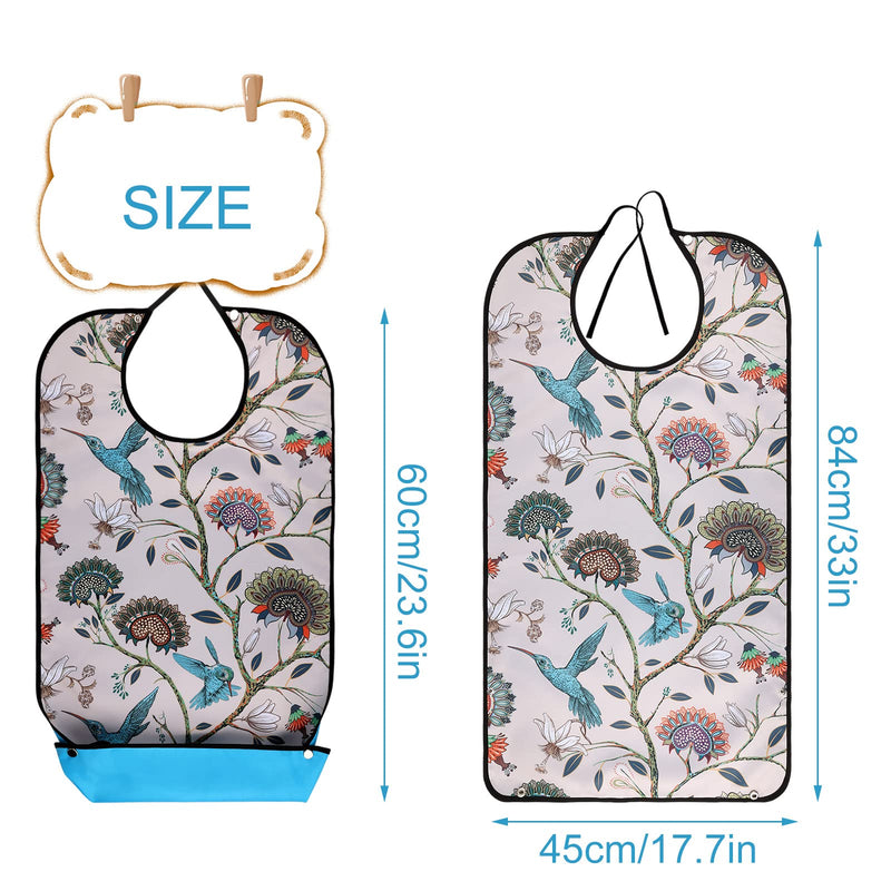 [Australia] - AIEX Adult Bibs, Waterproof Floral Print Bibs for Eating Washable and Reusable Clothing Protectors Floral 04 