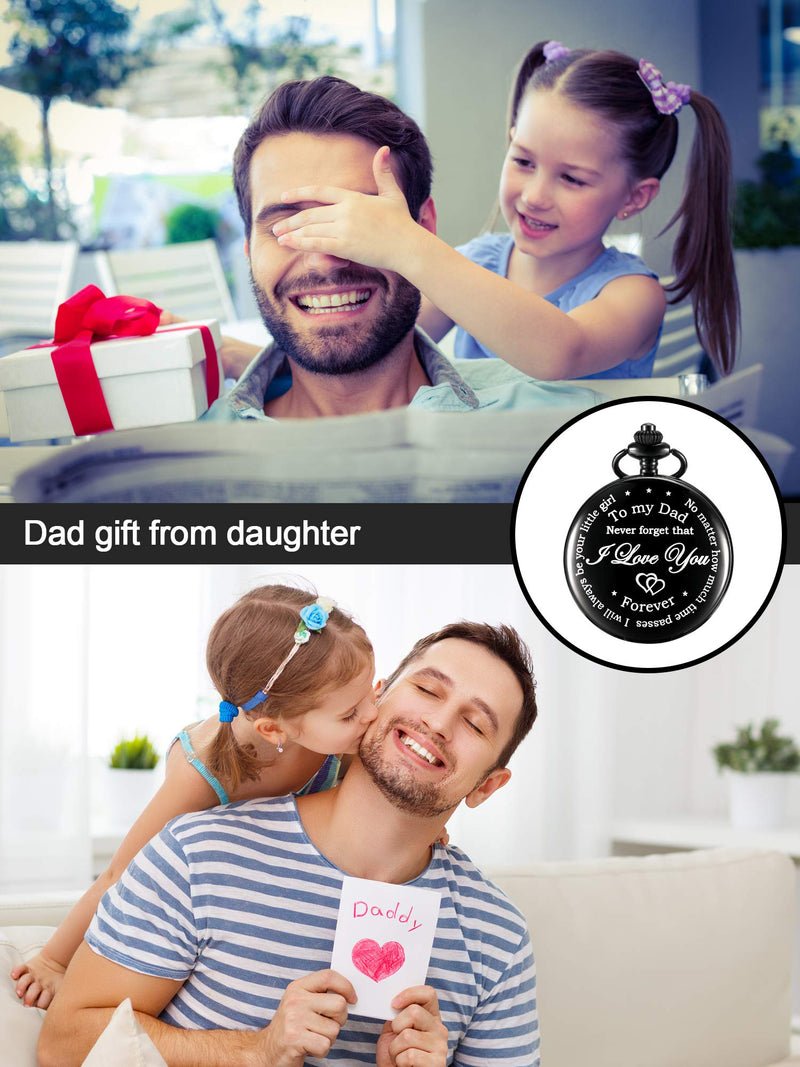 [Australia] - Dad from Daughter to Father Engraved Pocket Watch - No Matter How Much Time Passes, I Will Always Be Your Little Girl (Black) Black 
