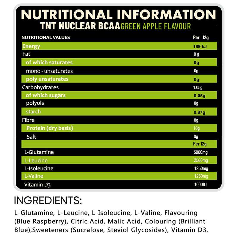 [Australia] - NXT Nutrition BCAA, Glutamine & Vitamin D | BCAAs Amino Acids with Vitamin D3 and L-Glutamine - for Recovery, Gut Health and Muscle Protein Synthesis | 360g - 30 Servings (Apple) 