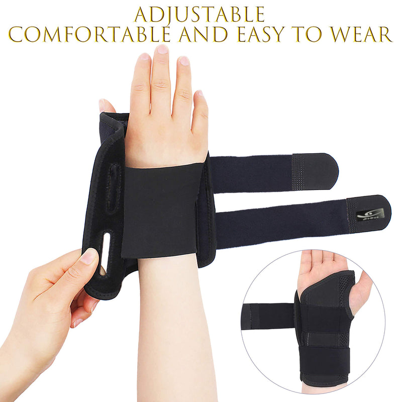 [Australia] - HiRui Wrist Brace Wrist Support with Splints for Men Women Kids, Compression Hand Support for Carpal Tunnel Arthritis Tendonitis Sprain Recovery Wrist Pain Relief, Fits Day&Night (Black-Right Hand, S) Black-Right Hand Small 