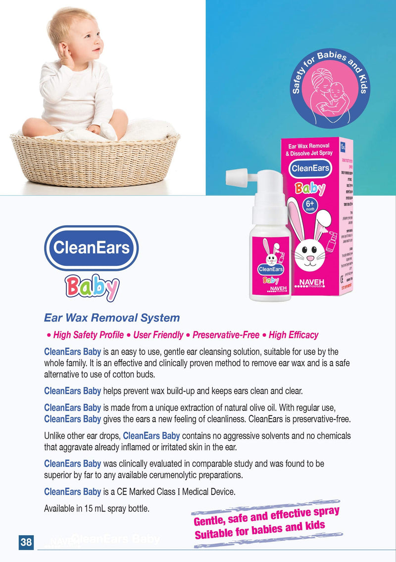 [Australia] - NAVEH PHARMA CleanEars Baby - Earwax Removal Kit Spray Ear Wax Softener Cleaner Irrigation and Wax Dissolution – All Natural Patented – Nonirritant for Baby's (1 Fl Oz) 1 Fl Oz (Pack of 1) 