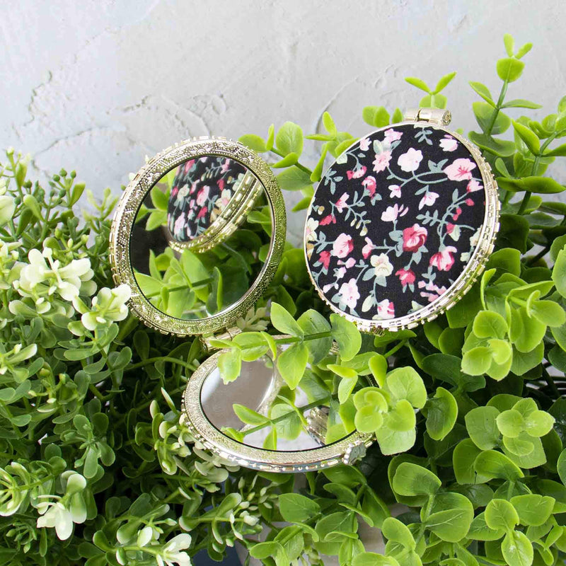 [Australia] - AUEAR, 4 Pack Retro Floral Makeup Compact Mirror Small Pocket Purse Mirrors Beauty Handheld Folding Portable Travel Mirror for Women Girls Lady 