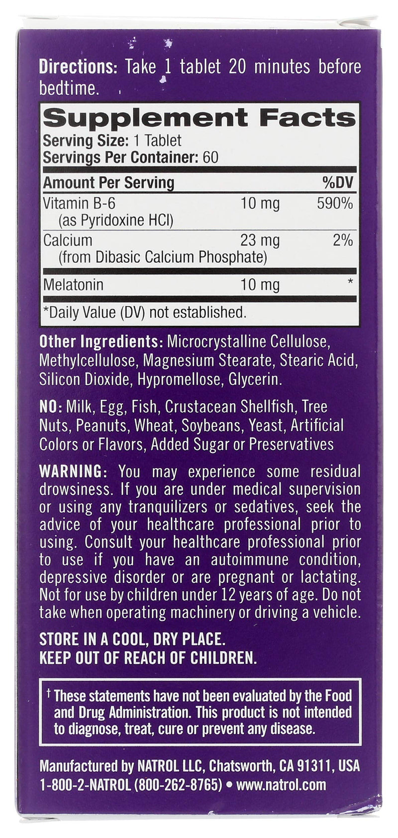 [Australia] - Natrol Melatonin Advanced Sleep Tablets with Vitamin B6, Helps You Fall Asleep Faster, Stay Asleep Longer, 2-Layer Controlled Release, 100% Drug-Free, 10mg, 60 Count Time Released 60 Count (Pack of 1) 