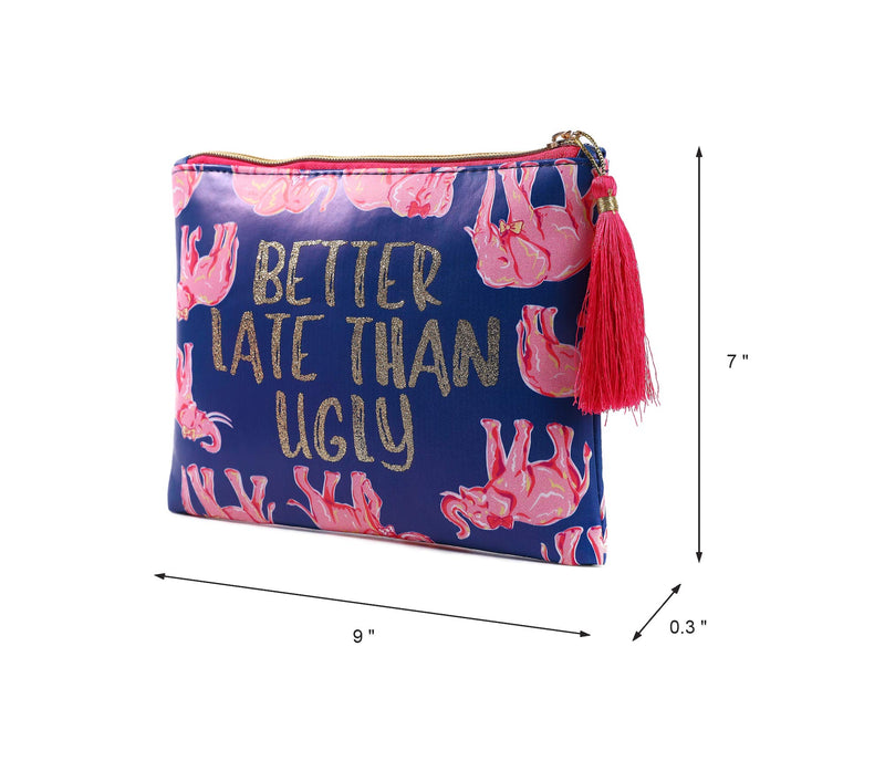 [Australia] - Cosmetic Bag for Women, WOOMADA Fashionable Roomy Makeup Bags (Clutch, Elephant-Dark blue) Clutch 