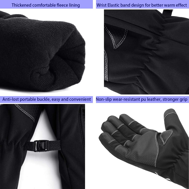 [Australia] - Mens Winter Gloves -30℉Windproof Waterproof Touch Screen Gloves for Outdoor Work Medium 