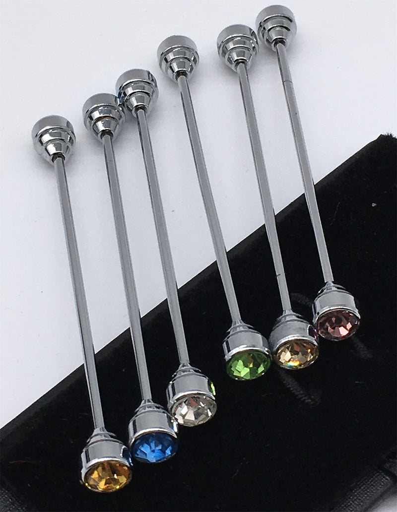 [Australia] - Geek-M Tie Collar Bar Pin Set for Men Rhinestone Fashion Collar Clips 6 Pcs 