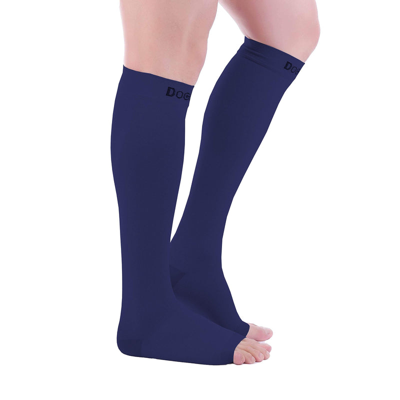 [Australia] - Doc Miller Open Toe Compression Socks 30-40 mmHg 1 Pair Medical Grade Stockings Dark Blue X-Large 