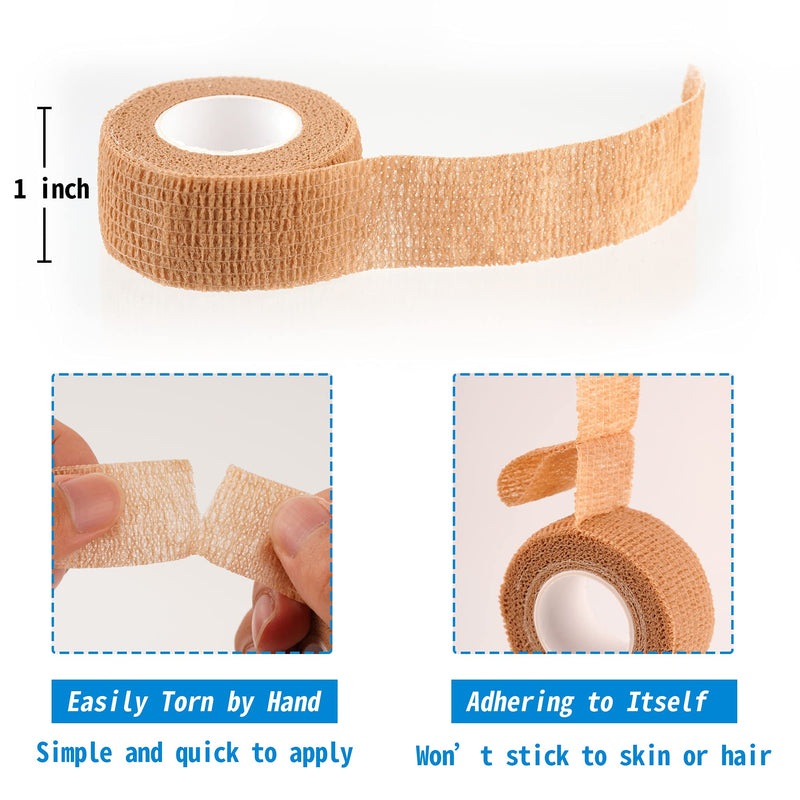 [Australia] - 24 Pack Self Adherent Cohesive Wrap Bandages 1 Inches X 5 Yards,First Aid Tape, Elastic Self Adhesive Tape, Athletic, Sports wrap Tape, Bandage Wrap for Sports, Wrist, Skin Colour Athletic Tape 