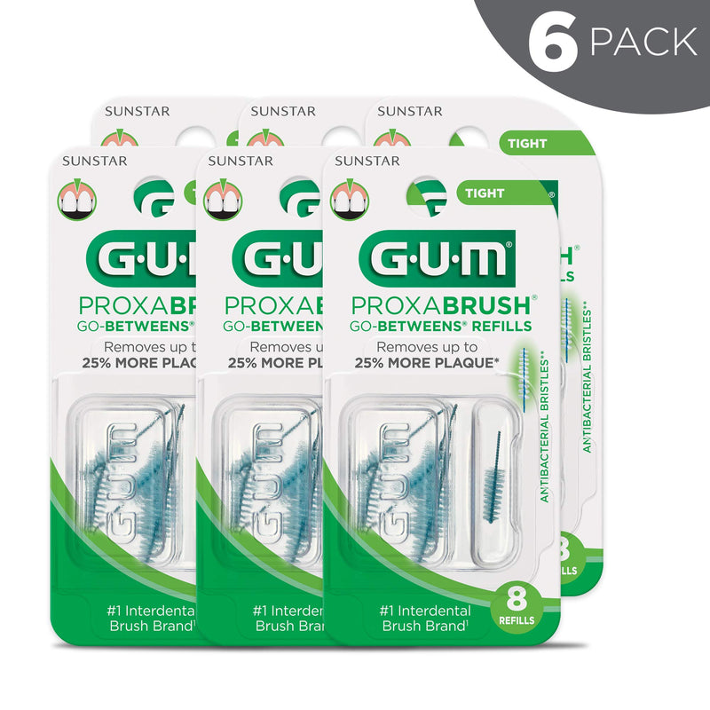 [Australia] - GUM - 10070942064122 Proxabrush Go-Betweens Interdental Brush Refills, Tight, 8 Count (Pack of 6) 48 Refills 