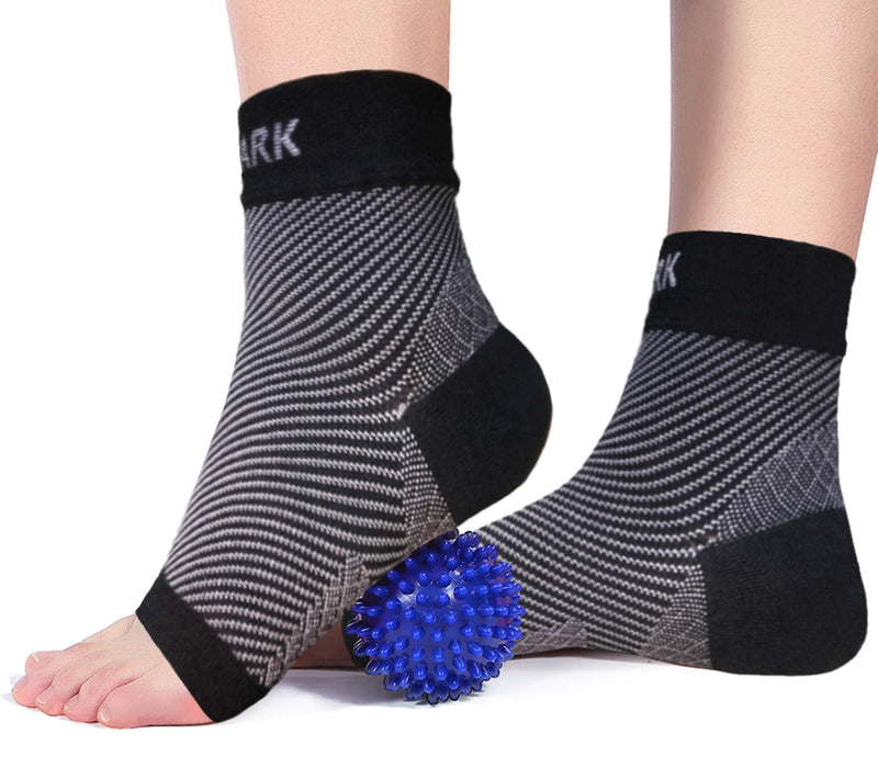 [Australia] - NEWMARK Plantar Fasciitis Socks with Arch Support for Men & Women - Best Ankle Compression Socks Foot Sleeve for Aching Feet & Heel Pain Relief - Better Than Night Splint Brace, Orthotics (1 PAIR) Black L/XL (Women 8-12 / Men 8.5-14) 