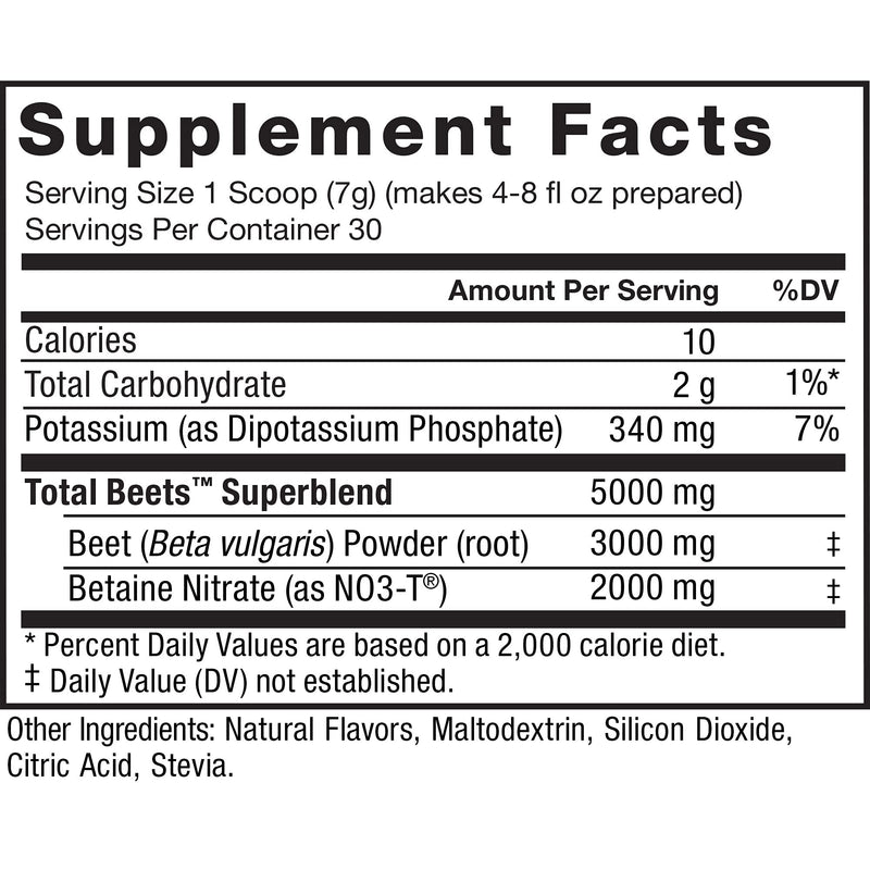 [Australia] - Total Beets Drink Mix Superfood Powder with Nitrates to Support Circulation, Blood Flow, Nitric Oxide, Energy, Endurance, and Stamina, Cardiovascular Heart Health Supplement, Force Factor, 30 Servings Original Powder 7.4 Ounce (Pack of 1) 