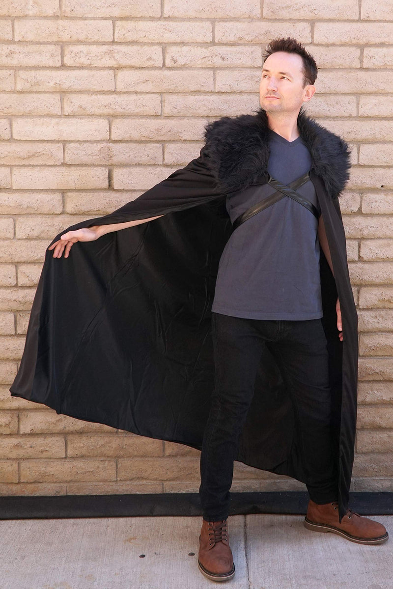 [Australia] - Encore Costumes Northern Winter Lord Cosplay Cloak Height 5'8'' and up Black Cloak, Black Fur 