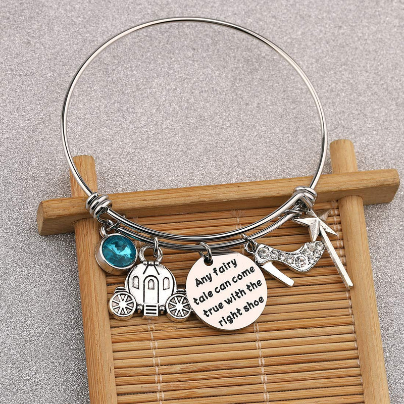 [Australia] - CHOORO Cinderella Inspired Charm Bangle Any Fairy Tale Can Come True with The Right Shoe Bracelet Fables and Fairytale Gift Any Fairy Tale bracelet 