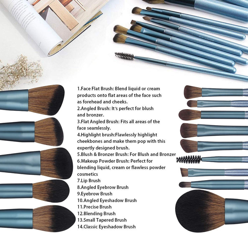 [Australia] - BS-MALL Makeup Brush Set 14Pcs Premium Synthetic Professional Makeup Brushes Foundation Powder Blending Concealer Eye shadows Blush Makeup Brush Kit Deep Starry Blue Kit 1 