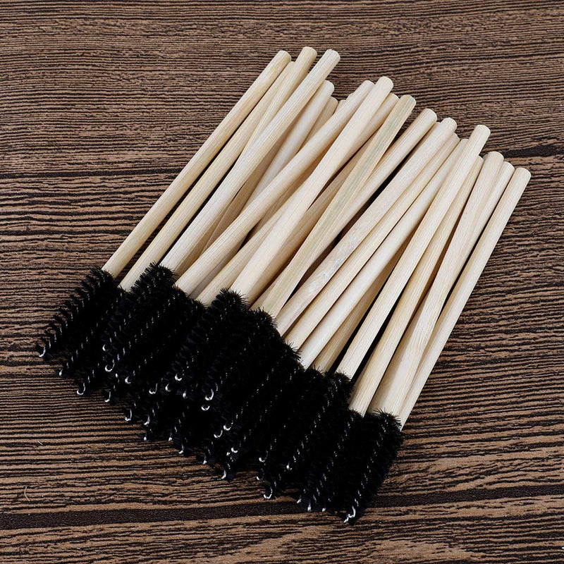 [Australia] - JFBUCF 100pcs Bamboo Handle Eyelash Brush,Makeup Brush Eyelash Extension Wands Disposable Eyebrow Brush Mascara Applicator Makeup Tool 
