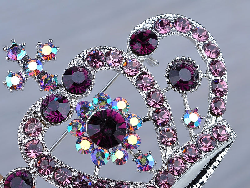 [Australia] - Alilang Amethyst Purple Multi-Colored Crystal Rhinestone Royal Princess Queen Crown Brooch Pin 