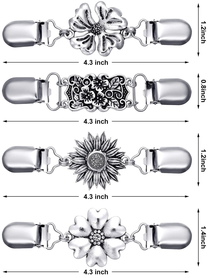 [Australia] - 4 Pieces Vintage Sweater Shawl Clips Retro Cardigan Collar Clips Dress Shirt Brooch Clips for Women Girls Wearing, 4 Styles Charming Style 