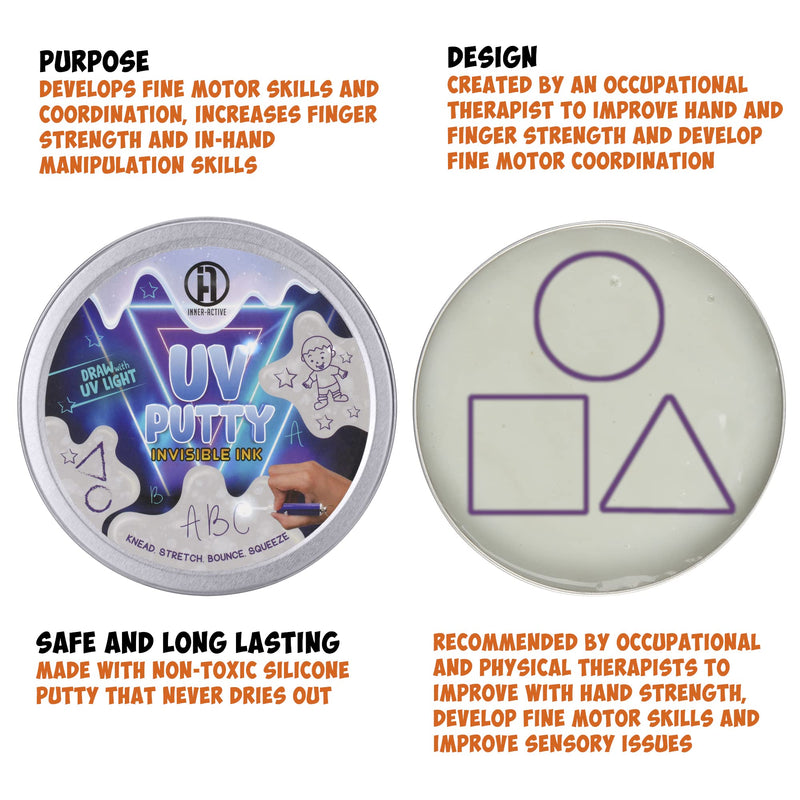 [Australia] - INNER-ACTIVE Play Putty, Therapy Putty for Kids to Play (4oz) UV Theraputty to Draw and Write on with Soft Texture to Increase fine Motor and Visual Motor Skill, Physical and Occupational Therapy Toy 