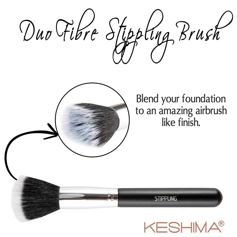 [Australia] - Duo Fiber Stippling Brush By Keshima - Premium Stipple Brush, Best Liquid Foundation Brush, Blending Brush, Face Brush 