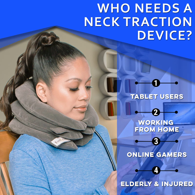 [Australia] - Cervical Neck Traction Device by EverRelief - Inflatable & Adjustable Neck Stretcher Collar - at Home Traction for Neck Pain Relief 