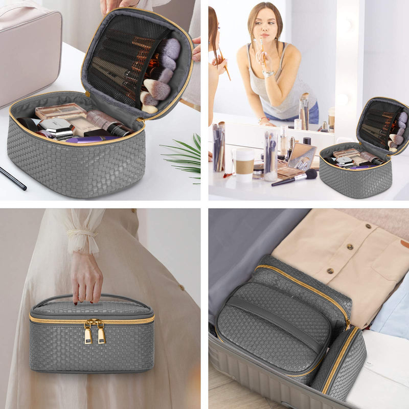 [Australia] - Makeup Bag Travel Cosmetic Bag for Women Portable Waterproof Makeup Organizer Bag Toiletry Bags 3 Pack (Gray) Gray 