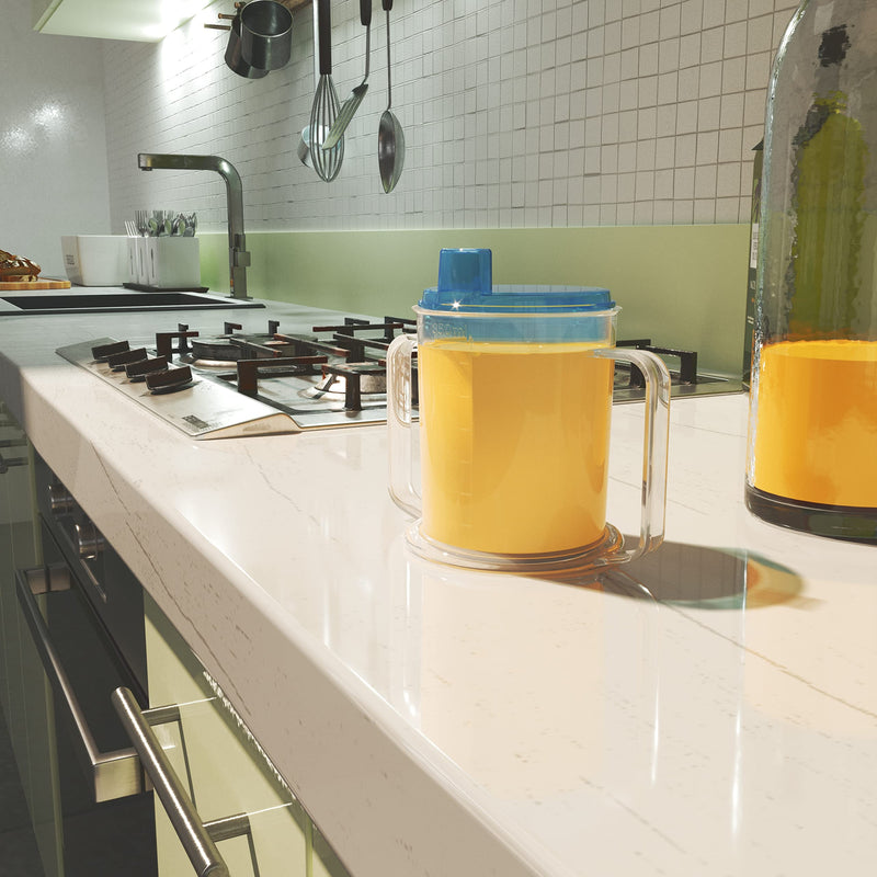 [Australia] - Drinking Cup/Beaker/Mug/Sippy Cup for Disabled Adults with Easy Grip Handles Anti Splash Spout and Travel Lid 