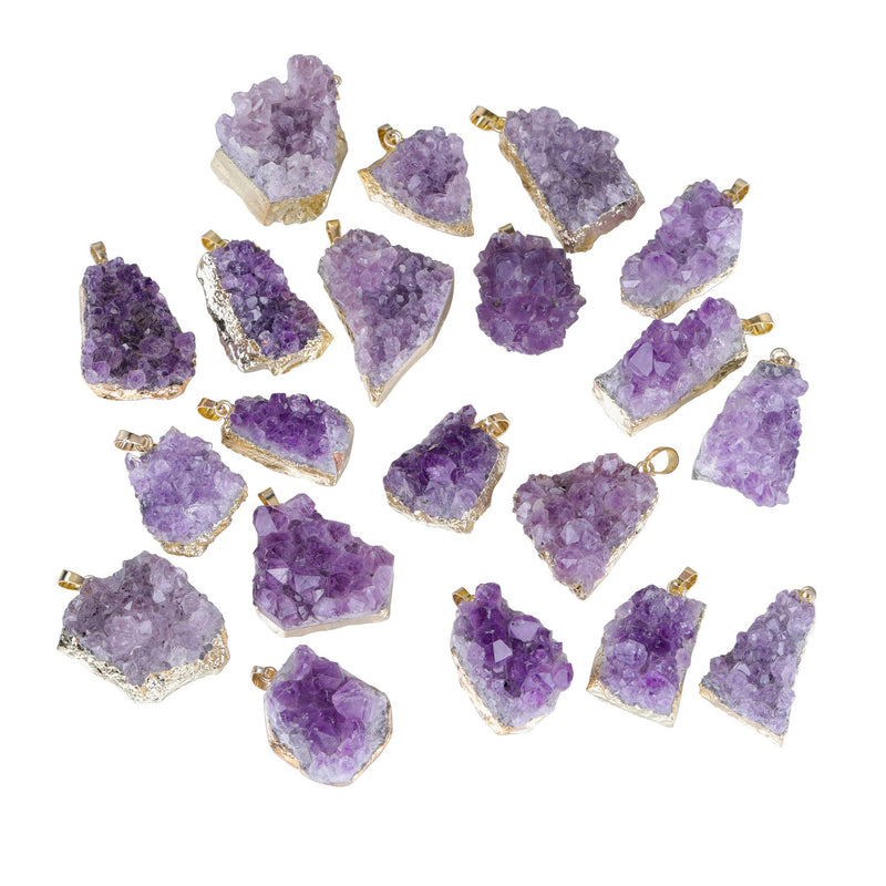 [Australia] - CrystalTears Amethyst Healing Crystal Necklace Natural Raw Amethyst Quartz Crystal Cluster Stone Pendant Necklace for Women Girls Christmas Mother's Day Gift #2 