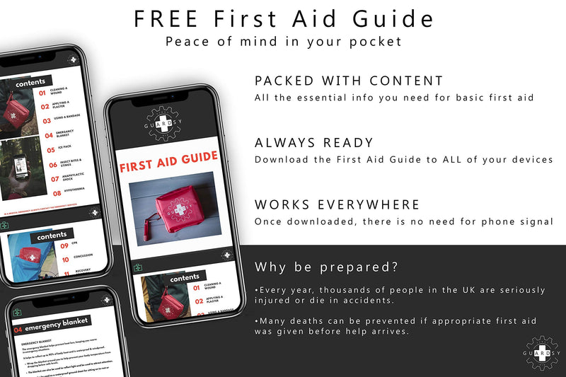 [Australia] - Guardsy Mini First Aid Kit | Compact Small Medical Emergency Survival Kit perfect for Car, Travel, Hiking, Camping, Outdoor, Cycling, Running, Home, Vehicle, Sports. With Digital First Aid Guide app 