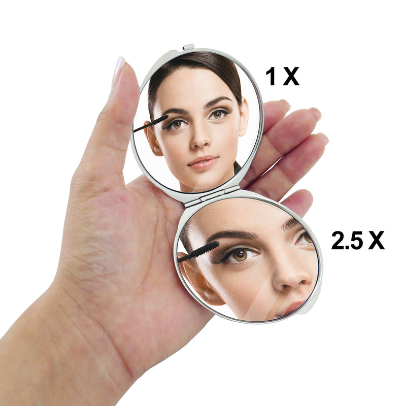 [Australia] - MADDesign Mother of Pearl Compact Mirror Round Double Sided Folding Magnify Crane Apricot Tree Design 