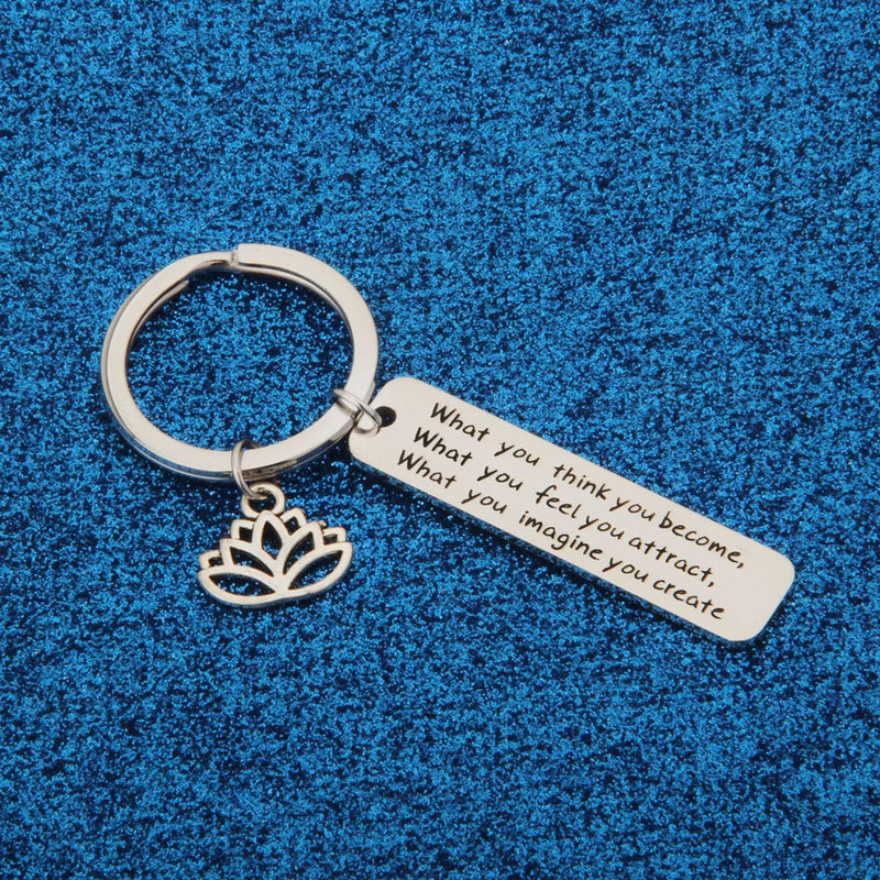 [Australia] - WUSUANED Buddhist Inspirational Quote Keychain What You Think You Become Buddha Jewelry Inspirational Gift 