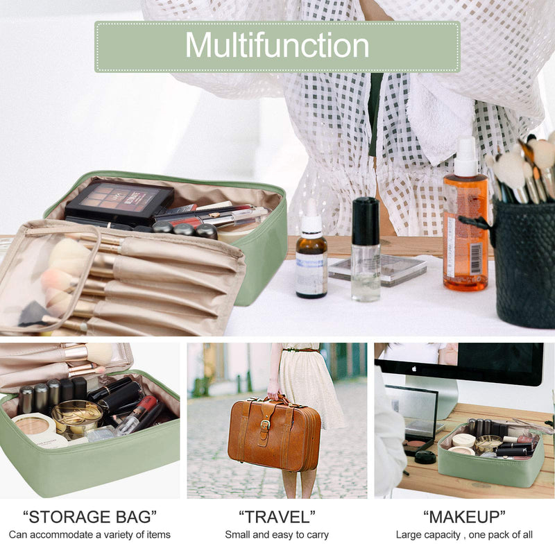 [Australia] - Pocmimut Makeup Bag Cosmetic Bag for Women Cosmetic Travel Makeup Bag Large Travel Toiletry Bag for Girls Make Up Bag Brush Bags Reusable Toiletry Bag(GREEN) Green 