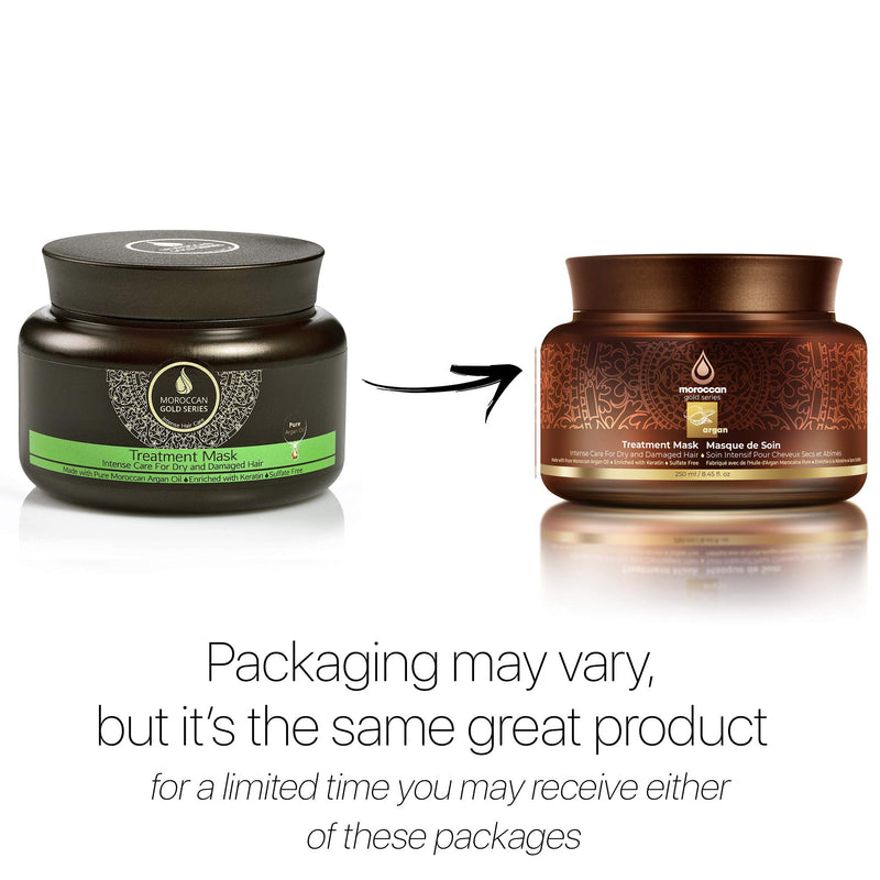 [Australia] - Moroccan Gold Series Treatment Mask – Deep Hydrating Argan Oil Hair Mask for Dry, Damaged, Color Treated and Curly Hair Enriched with Keratin – Sulfate Free Natural Hair Repair Treatment, 8.45oz 8.45 Fl Oz (Pack of 1) 