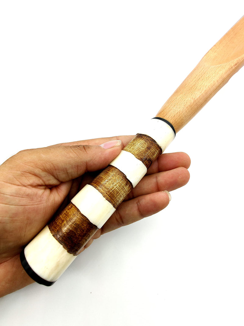 [Australia] - Shoehorn Made with wood and bone Handmade. Easy Grip Long handle Shoehorn for Men,Women White and Brown Strips 