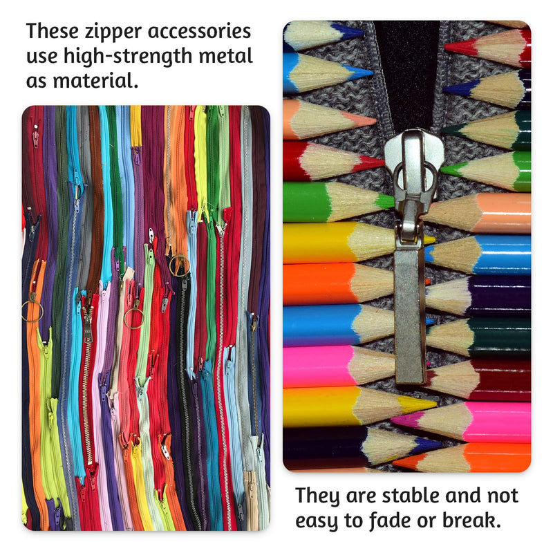 [Australia] - Metal Zipper Head Slider, 4 Sizes Zipper Bottom Sliders Retainer Insertion Pin in 3 Colors, Zipper Stopper Repair Tool Kit for Coats Jacket DIY Sewing Replacement, Size of 3/5/8/10 (60 Pieces) 60 