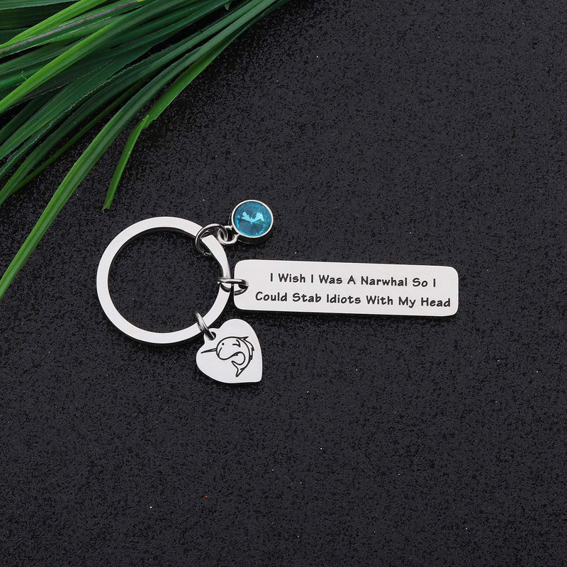 [Australia] - CYTING Narwhal Gift I Wish I was a Narwhal So I Could with My Head Narwhal Animal Keychain Sea Ocean Themed Party Gift for Narwhal Lover 